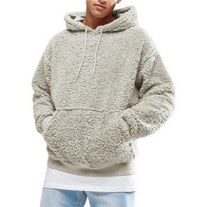 New Mens Sherpa Pullover Hoodie Sweatshirts Long Sleeve Sport Front Pocket